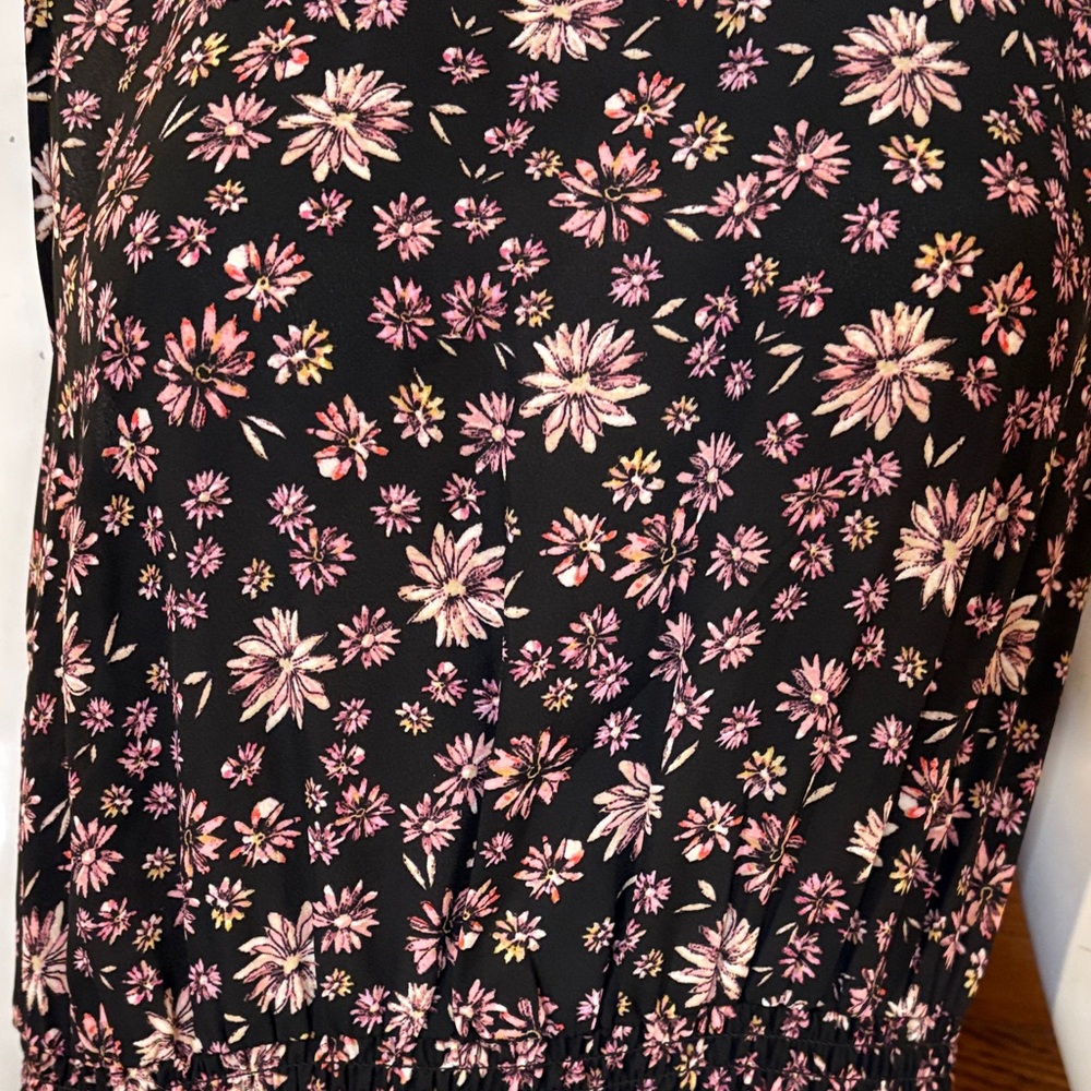 Nanette Lepore Black and Pink Floral Midi Dress - Picture 2 of 7